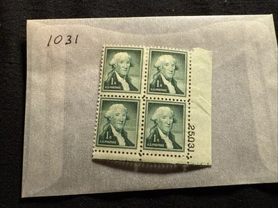 US Stamp Scott # 1031 - Block Of 4 - George Washington - MNH -1954 Dark Green - Image 1 of 2