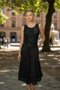 Only Hearts Black Sleeveless Silver Metallic Shimmer Rope Belt Dress - Picture 1 of 9