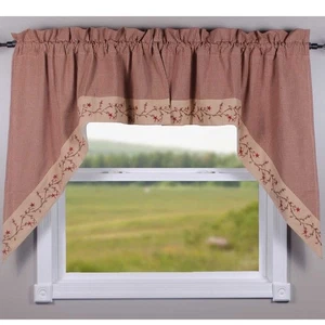 Star Berry Vine Gingham Check Barn Red and Nutmeg 72" Wide x 36" Long Cotton ... - Bild 1 von 3