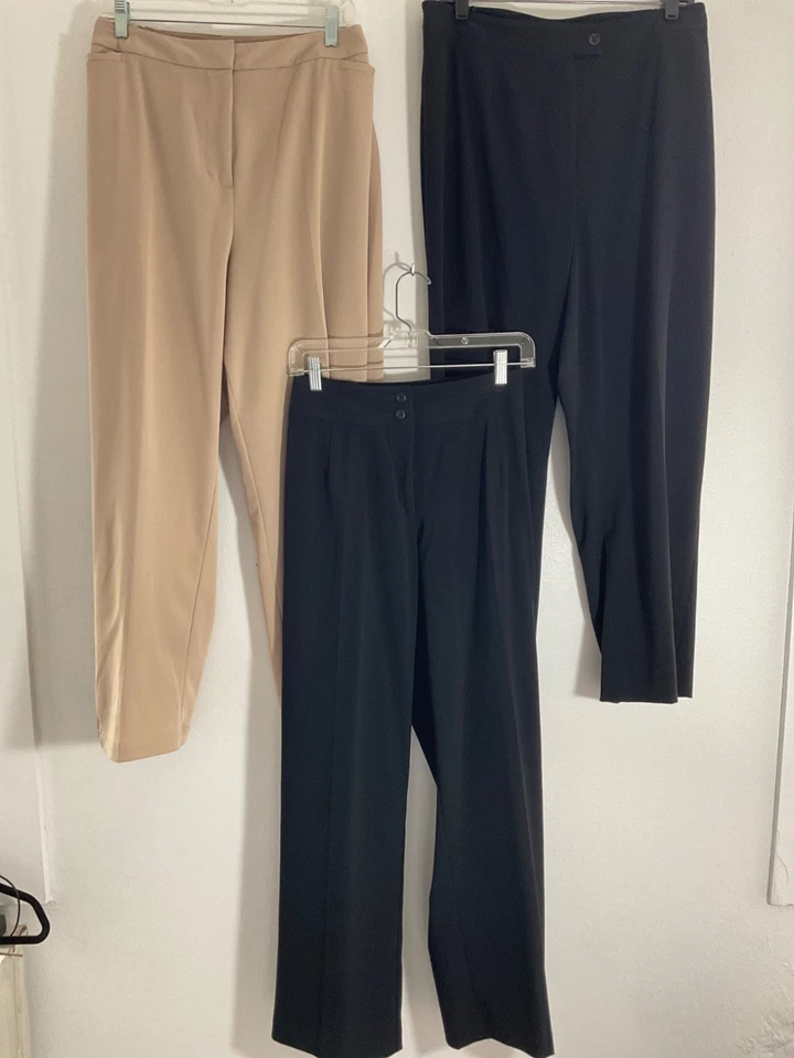 3 unidades - Pantalones de vestir Maggie Barnes & Added Dimensions para mujer tela elástica S Pe Foto 1 de 4