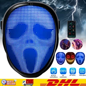 LED Leuchtende Maske Halloween App-Steuerung Vollgesichtsmaske Party Maske DHL - Bild 1 von 13