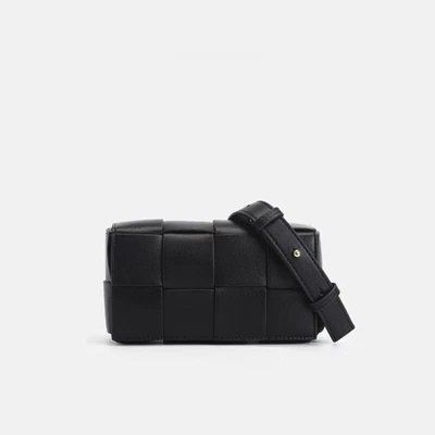 Woven Real Leather Belt Bag Crossbody Sling Fanny Waist Pack Chain Clutch - Image 1 of 4