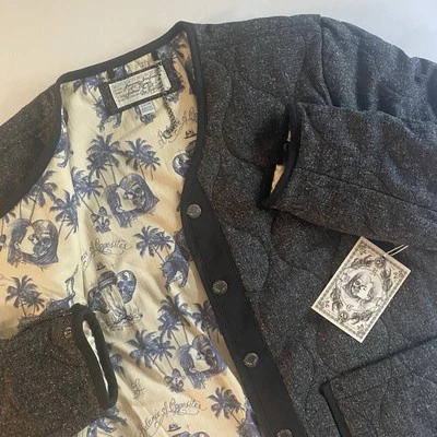 RVCA Chefs Kiss Quilted Jacket Men S Andrew The Kid Skull Tattoo Goth Lined Top - Image 1 of 4