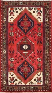 Vintage Tribal Geometric Hamedan Accent Rug 3x5 Wool Hand-knotted Foyer Carpet - Picture 1 of 16