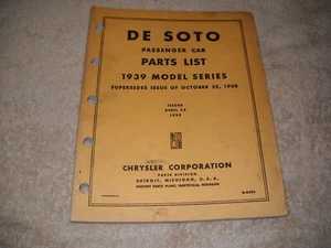 Mopar 1939 DeSoto Parts List Catalog Really Nice Condition! - Bild 1 von 3