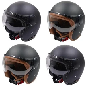 Axor Jet Plain Open Face Motorcycle Helmet Scooter Bike Crash Lid Matt Black - Picture 1 of 16