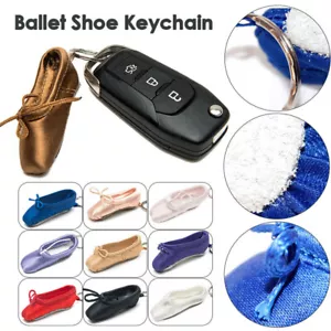 Satin Pointe Shoe Ballet Charm Pendant Figure Ornament Keyring Keychain Gift - Picture 1 of 22