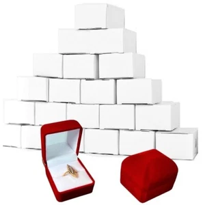 12pc Ring Gift Boxes Red Ring Jewelry Boxes Luxury 1 3/4" High Dome Velvet Boxes - Picture 1 of 4