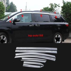 Visera de ventana cromada pantallas de ventilación protector solar contra la lluvia 8 piezas para Toyota Sienna 2011-2019 - Imagen 1 de 6