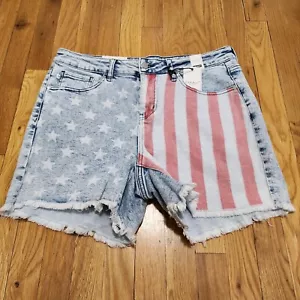 Judy blue High waist USA flag denim light wash shorts women 1XL - Picture 1 of 11