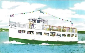Vintage Michigan Chrome Postcard Sault Ste Marie Bid-A-Wee Sightseeing Boat - Imagen 1 de 2