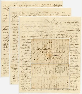 1822 LETTER JOHN MILLER LIVERPOOL to MISS MUIRHEAD FALKIRK GLASGOW TRANSIT +1/2d - Picture 1 of 6