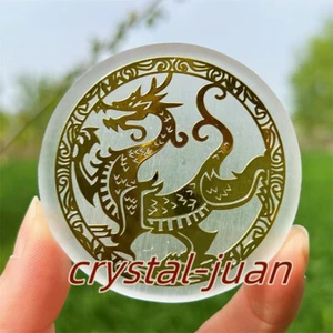 2.3" Natural Selenite Dragon Crystal Disc Quartz Crystal Reiki Healing Gift 1pc - Picture 1 of 13