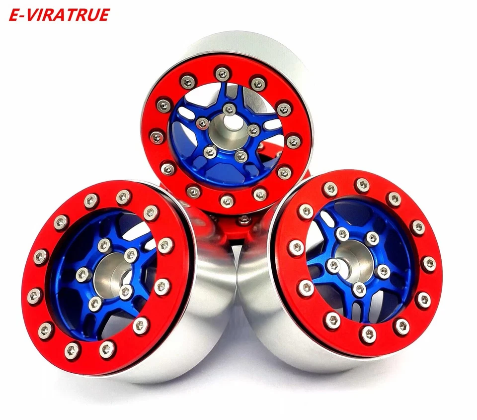 E-VIRATRUE 1.9''Aluminum Bead Lock Wheel For TRX4/TRX6/SCX10  Blue 4pcs - Image 1 of 1