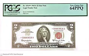 $2 1963 A STAR ⭐ LEGAL TENDER UNITED STATES NOTE Fr.1514⭐ 00683816A PCGS 64 PPQ - Picture 1 of 2