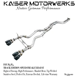 KAISER MOTORWERKS BMW F80 TRACK EDITION RESONATED FULL EXHAUST  2014-20`17 - Picture 1 of 1