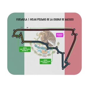 Formula One Mouse Pad featuring the Mexico Grand Prix track layout and flag. - Picture 1 of 5