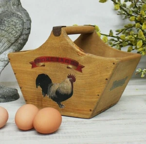 Vintage Egg Baskets Rustic Handcrafted Wooden Farm Trugs - Picture 1 of 21