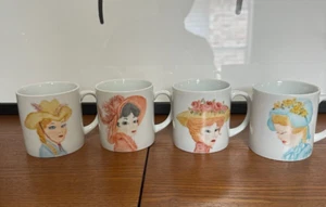 Vintage Anita Drake Hand Painted Coffee Tea Cups Mugs Signed Set of 4 1983 - Picture 1 of 13