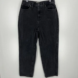 Madewell Jeans Women's 31 Black Gray Baggy Straight High Rise Cotton Dark Wash - Picture 1 of 12