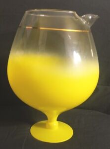 Antique Empoli Yellow Italian Art Glass Cocktail Pitcher