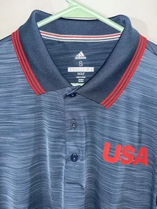 Adidas Golf Polo Shirt Men's S Blue Red Golf Performance Team USA Olympics - Picture 1 of 8