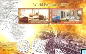Sri Lanka Stamps 2017, World Post Day, Trains, Ships, MS - Picture 1 of 1