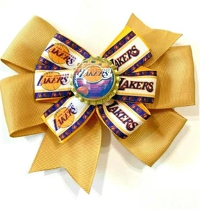 Hermoso lazo para el cabello inspirado en Los Angeles Lakers para niñas.  - Imagen 1 de 2