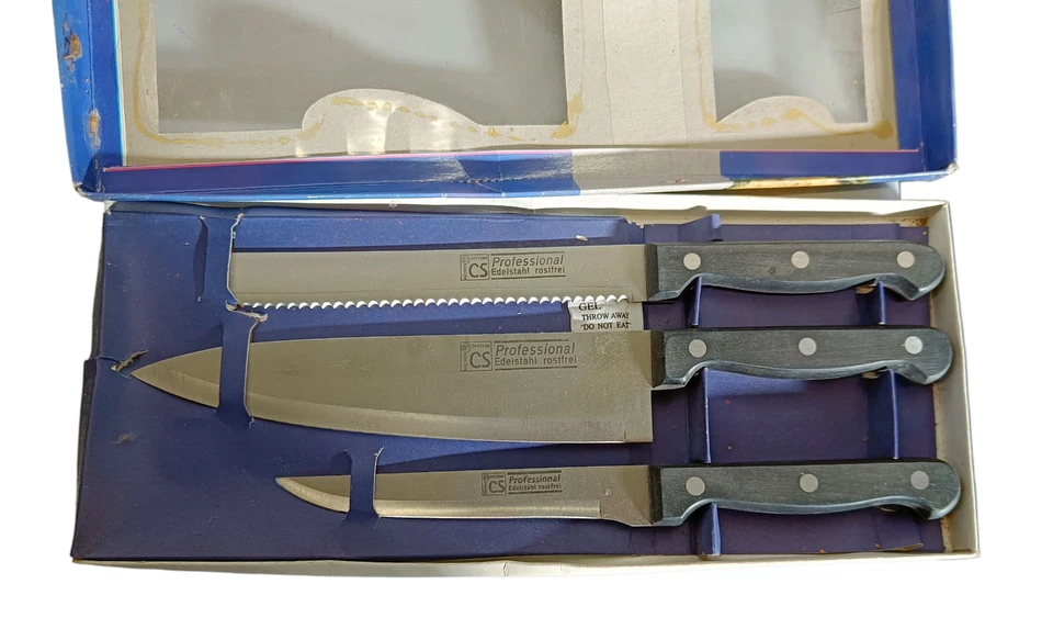 CS Messer Set 3 Stück Fleischmesser Gemüsemesser Brotmesser Edelstahl rostfrei - Bild 1 von 4