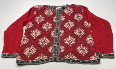 Cárdigan de Colección Paul Harris Diseño Para Mujer 2XL Mezcla de Lana Abotonada Rojo Fair Isle Foto 1 de 4
