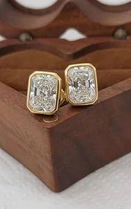 4Ct Earrings Radiant Moissanite Diamond Studs in Silver Christmas Gift For Women - Picture 1 of 4