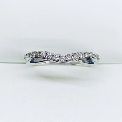 0.15Ct 14k White Gold Natural Diamond Bow Crown Pave Engagement Ring Band Size 8 - Image 1 of 4