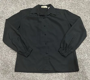 Vintage Lanvin Solid Black Blouse Top Shirt Paris-New York Size 6 - Picture 1 of 7