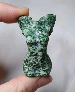 Green Tree Agate Crystal Angel Lady Body Carving Mineral Untreated Specimen - Foto 1 di 8