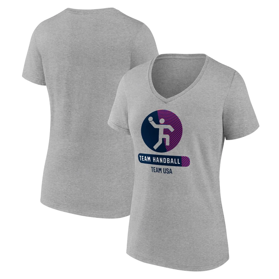 Camiseta para mujer gris jaspeado equipo de balonmano victoria radiante cuello en V Foto 1 de 3