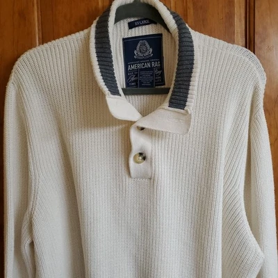 Suéter American Rag Para Hombres Talla XXL Pullover 1/4 Botón Manga Larga Avena Foto 1 de 4