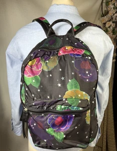 Backpack Cynthia Rowley Starry Floral Pink Black Nylon School Academia - Picture 1 of 24