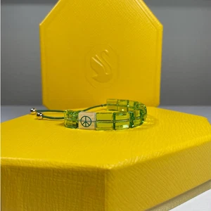 Swarovski Crystal Letra Peace Symbol Bracelet, Peace, Green, Rhodium Plated - Picture 1 of 10