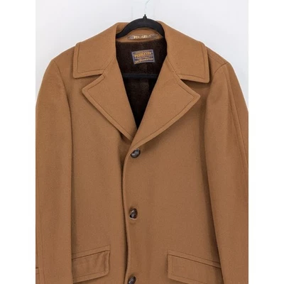 Vintage 70s Pendleton Sir Large $450 Camel Beige 100% Wool Sherpa Lined Topcoat - Image 1 of 4