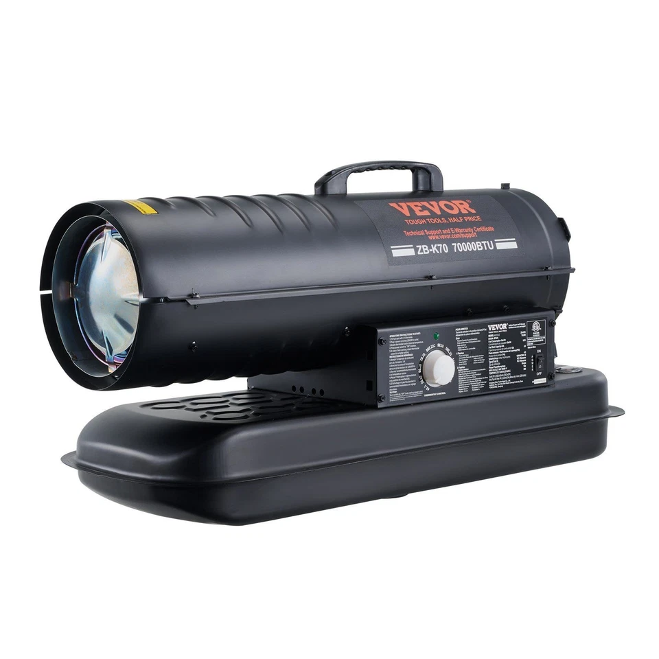 Calentador de aire forzado portátil diésel 70000BTU 5 gal tanque taller uso industrial Foto 1 de 4
