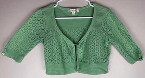 Süßes DECREE Damen Strick Crop Top Pullover vorne offen Knopf grün Größe Large - Bild 1 von 3