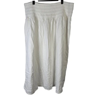 Старый темно-белый со сборками макси юбка XL хлопок марля богемное пляж путешествий повседневный - Изображение 1 из 4