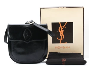 Yves Saint Laurent YSL Shoulder Bag Purse Black Leather Vintage Authentic - Picture 1 of 16