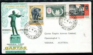 INDIA  (S669) 1965  cover FIRST FLIGHT QANTAS to  AUSTRIA - Picture 1 of 2