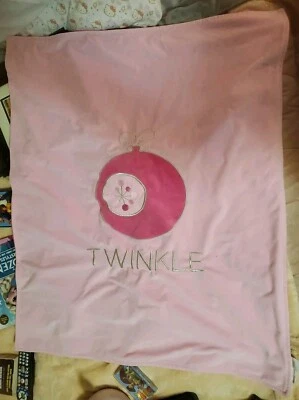 Amy Coe Pink Baby Blanket Twinkle Christmas Velour Rare 2008 - Image 1 of 4