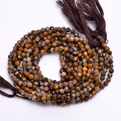 100% Natural Pietersite Gemstone Round Faceted Beads 3X3 mm Strand 13" GB-253 - Image 1 of 2
