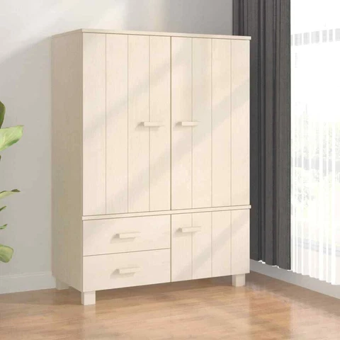 Wardrobe Armoire Closet Storage Organizer Rack HAMAR Solid Wood Pine vidaXL Cover