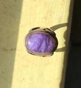 Charoite Sterling Silver Ring size 6. Nice piece of Charoite. Sturdy. - Picture 1 of 14