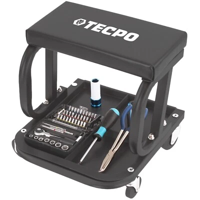 WERKSTATT ROLLSITZ 125 kg WERKSTATTHOCKER ARBEITSHOCKER MIT ABLAGE FÜR WERKZEUG - Bild 1 von 4