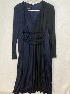 AKRIS Bergdorf Goodman Size 8 Dress Silk Blue Long Sleeve Tie Zip - Picture 1 of 6